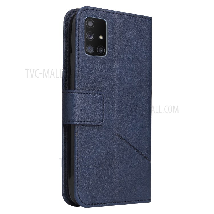 GQ.UTROBE Wallet Stand Metal Rectangular Decor Leather Cover for Samsung Galaxy A02s (EU Version) - Blue-8