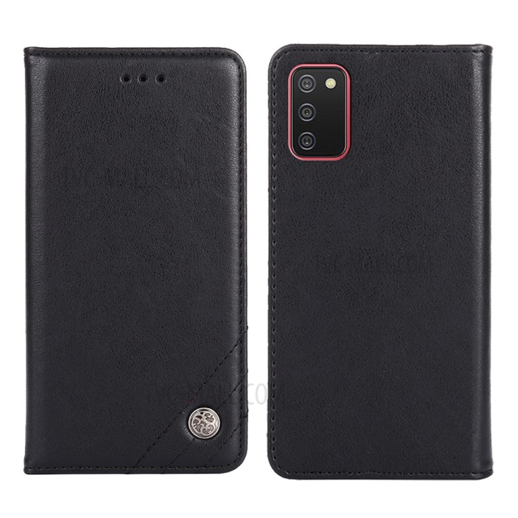 Retro Style Stand Wallet Leather Cover Phone Case for Samsung Galaxy A02s (EU Version) - Black-1