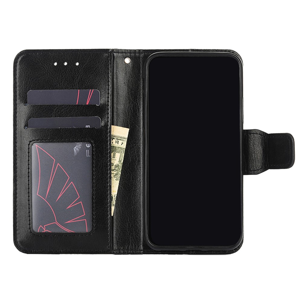 Crazy Horse PU Leather Wallet Stand Case Cover for Samsung Galaxy A02s (EU Version) - Black-2