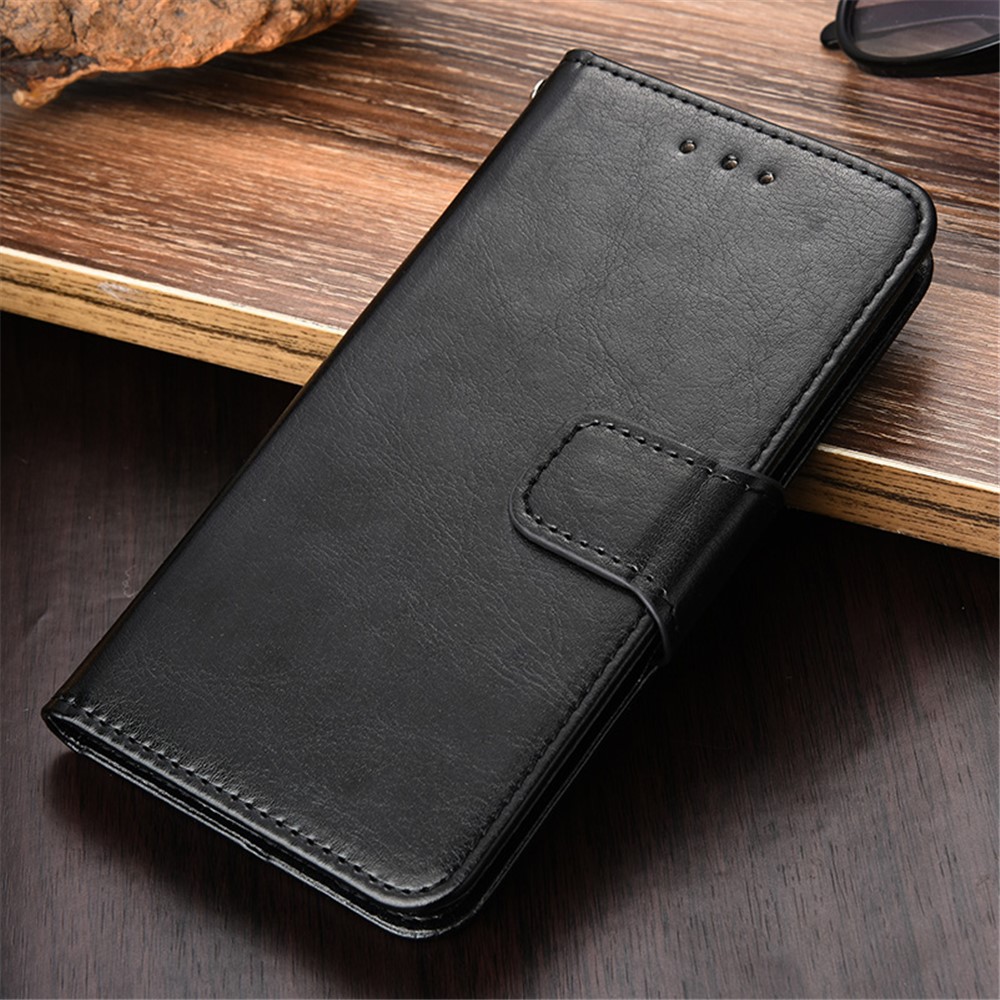 Crazy Horse PU Leather Wallet Stand Case Cover for Samsung Galaxy A02s (EU Version) - Black-4