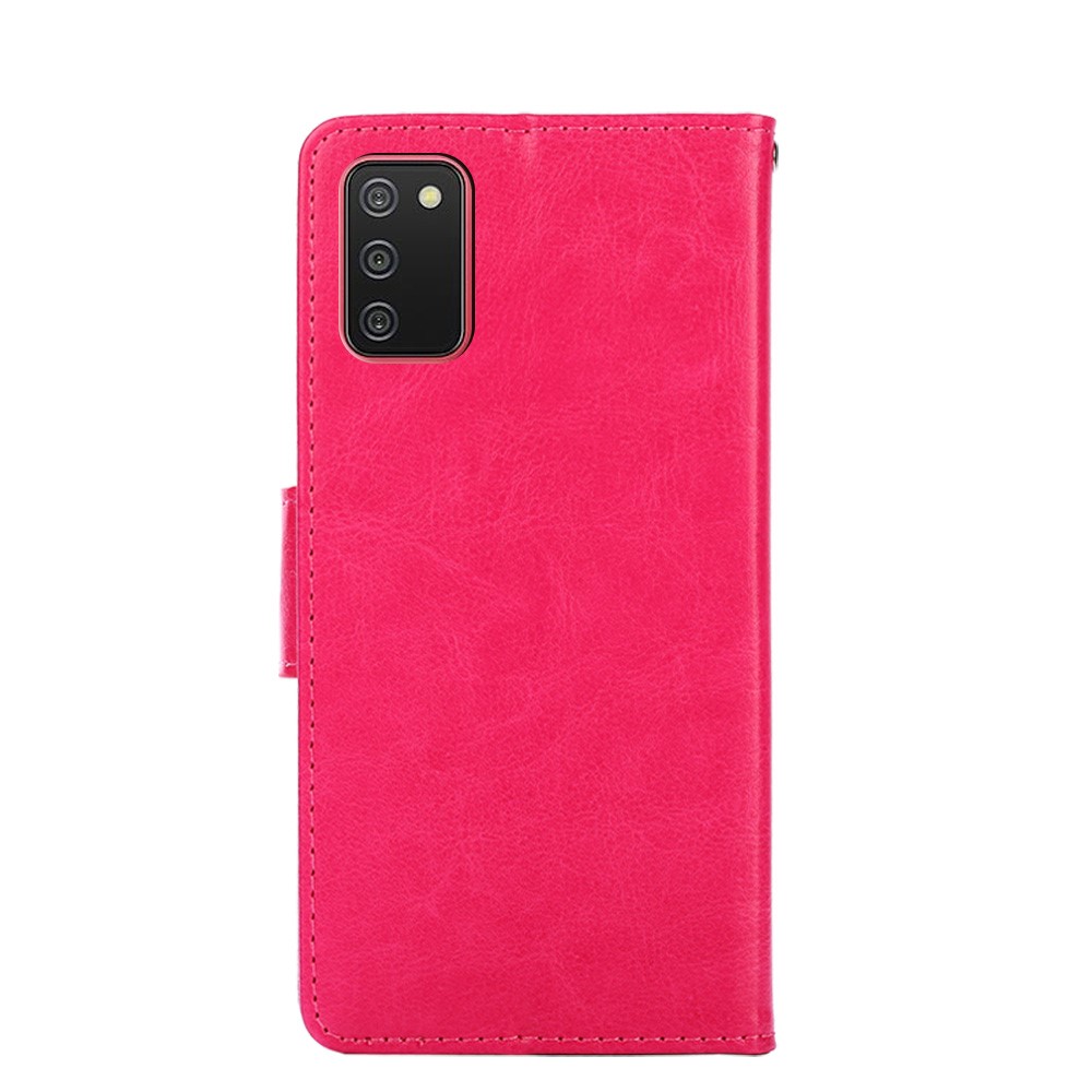 Crazy Horse PU Leather Wallet Stand Case Cover for Samsung Galaxy A02s (EU Version) - Rose-3