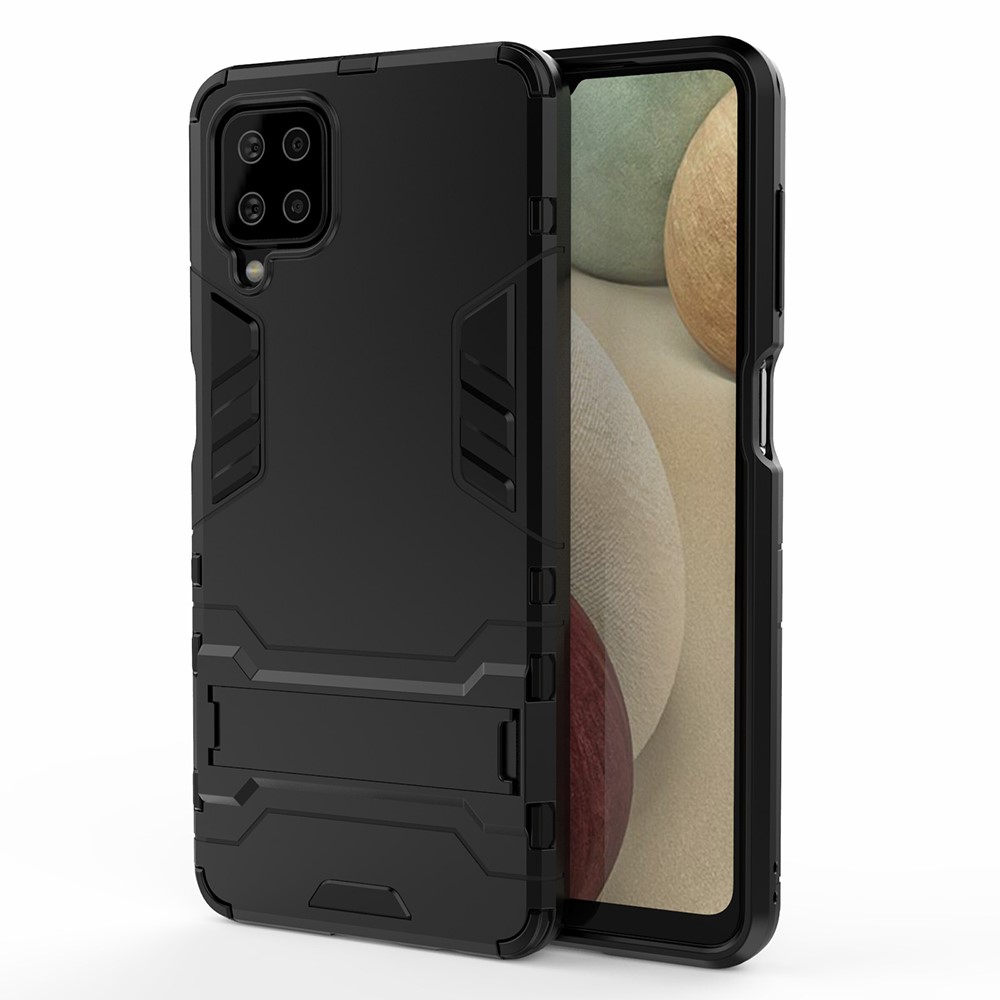 2 in 1 Kickstand Plastic + TPU Hybrid Cover for Samsung Galaxy A12 - Black-2