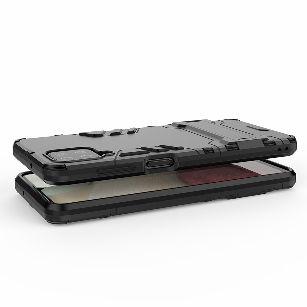 2 in 1 Kickstand Plastic + TPU Hybrid Cover for Samsung Galaxy A12 - Black-4