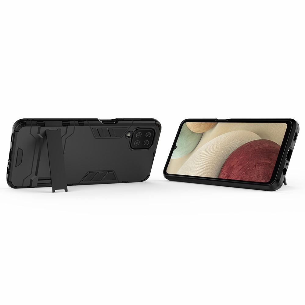2 in 1 Kickstand Plastic + TPU Hybrid Cover for Samsung Galaxy A12 - Black-6