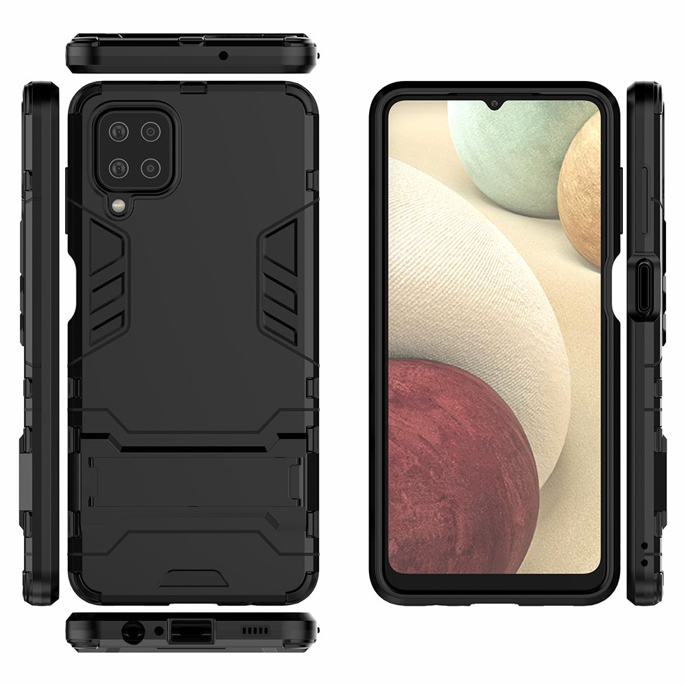 2 in 1 Kickstand Plastic + TPU Hybrid Cover for Samsung Galaxy A12 - Black-7