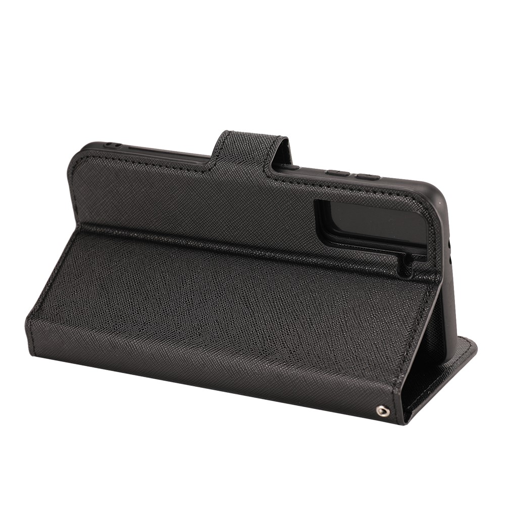 Cross Texture Detachable 2 in 1 Leather Wallet Cover Case for Samsung Galaxy S21 Ultra - Black-4