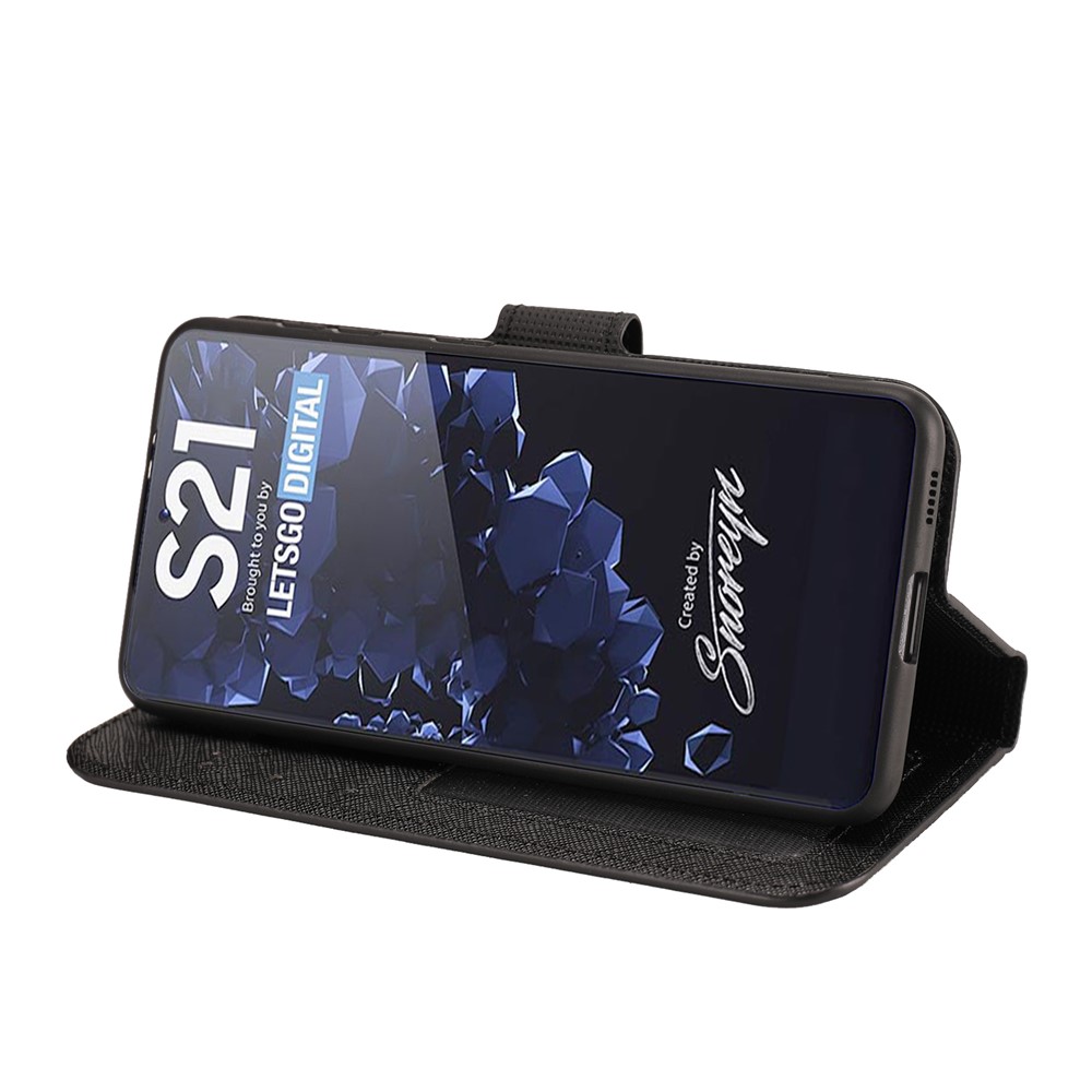Cross Texture Detachable 2 in 1 Leather Wallet Cover Case for Samsung Galaxy S21 Ultra - Black-6