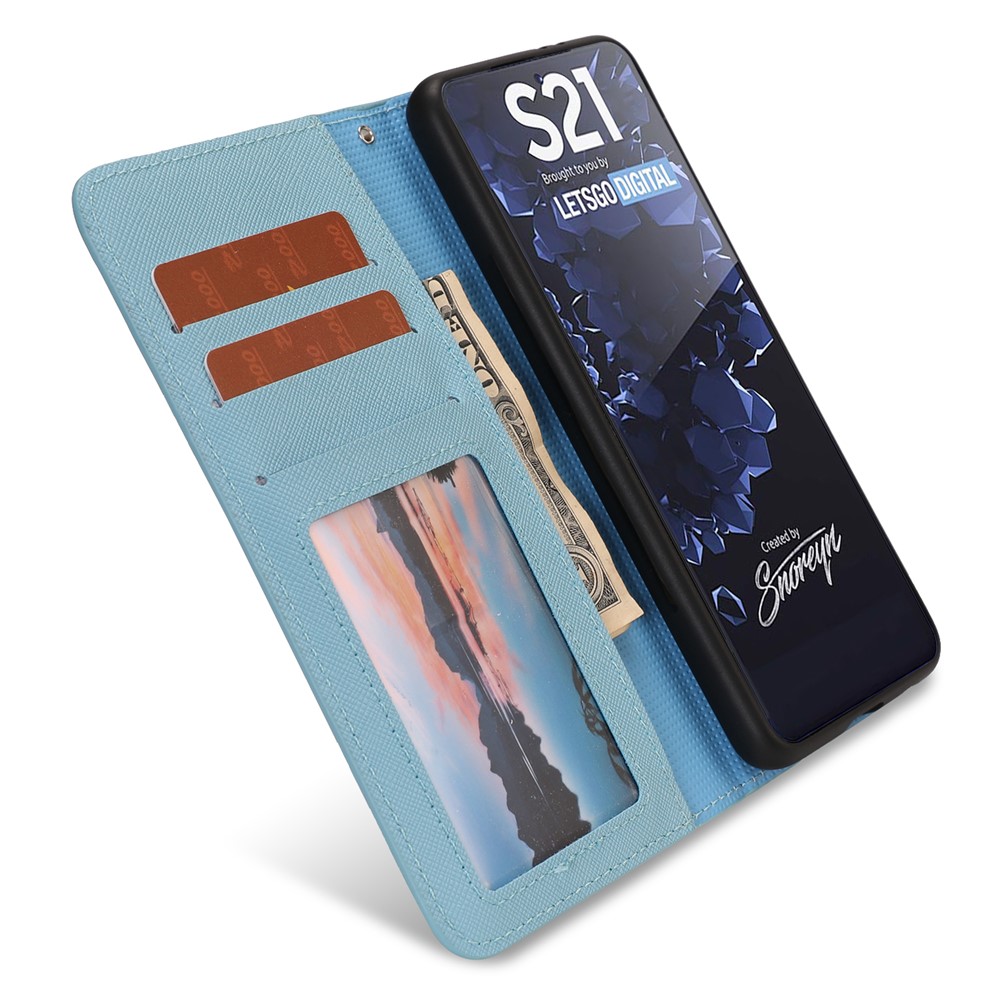 Detachable 2 in 1 Cross Texture Leather Wallet Stand Design Cover Case for Samsung Galaxy S21 Plus - Blue-2