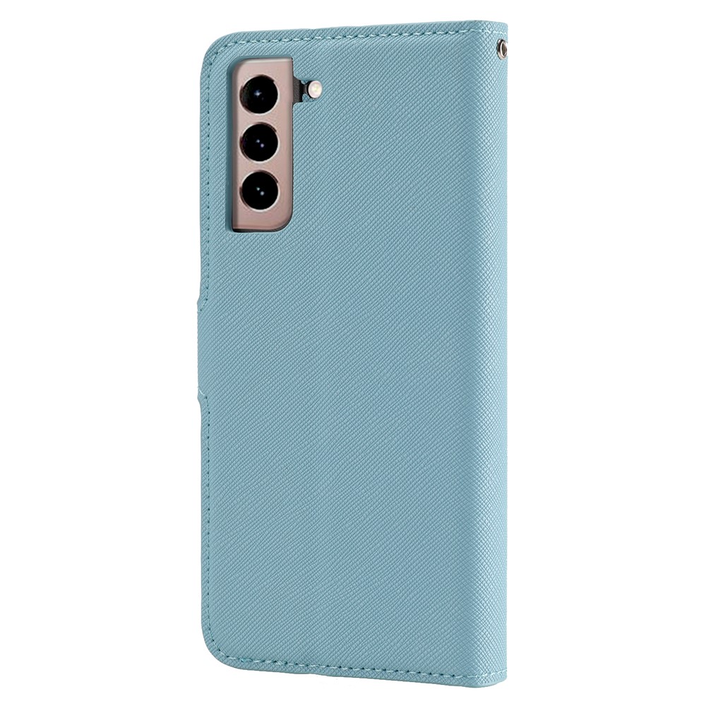 Detachable 2 in 1 Cross Texture Leather Wallet Stand Design Cover Case for Samsung Galaxy S21 Plus - Blue-4
