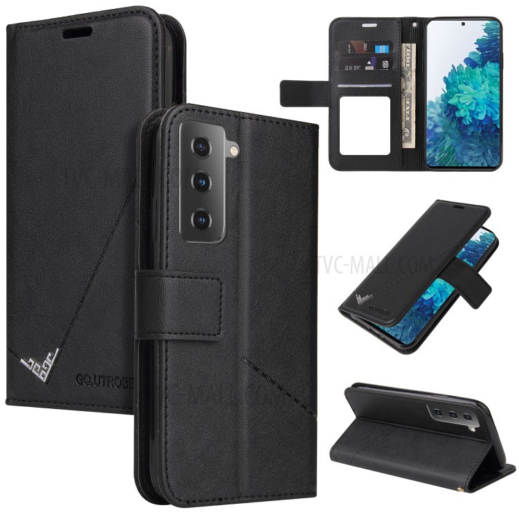 GQ.UTROBE Metal Rectangular Decor Wallet Stand Leather Cover for Samsung Galaxy S21 - Black-2