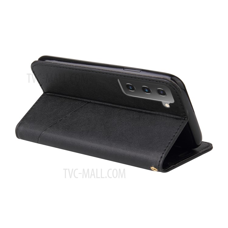 GQ.UTROBE Metal Rectangular Decor Wallet Stand Leather Cover for Samsung Galaxy S21 - Black-3