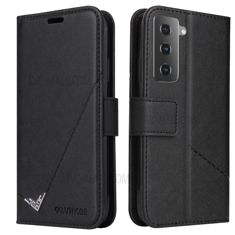 GQ.UTROBE Metal Rectangular Decor Wallet Stand Leather Cover for Samsung Galaxy S21 - Black-7