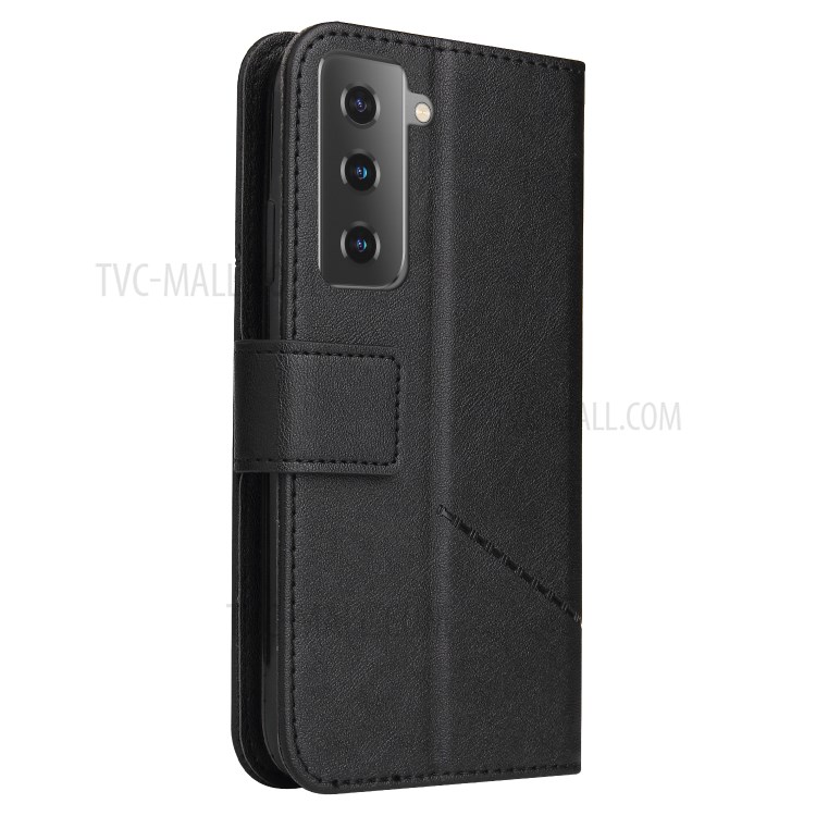 GQ.UTROBE Metal Rectangular Decor Wallet Stand Leather Cover for Samsung Galaxy S21 - Black-8