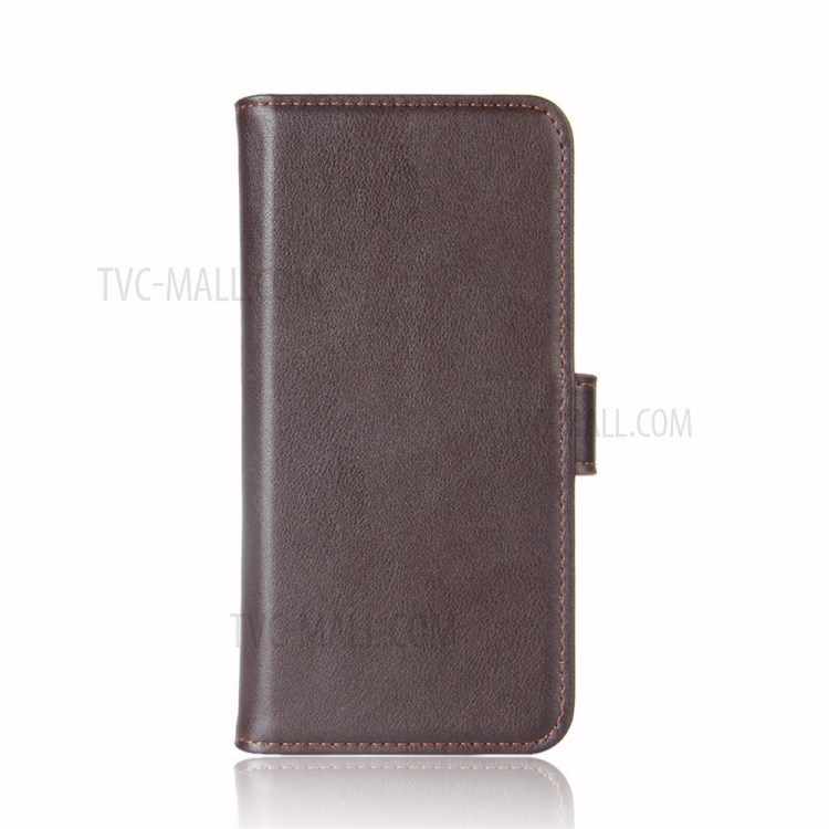 For Samsung Galaxy S21+ Genuine Split Leather Wallet Stand Protective Shell - Brown-7