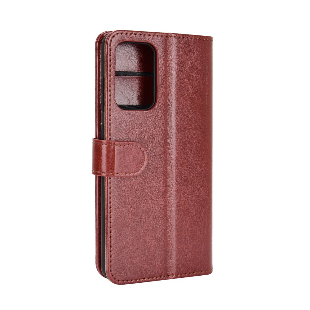 Crazy Horse Texture Leather Shell for Samsung Galaxy A72 5G Stand Wallet Case - Brown-4