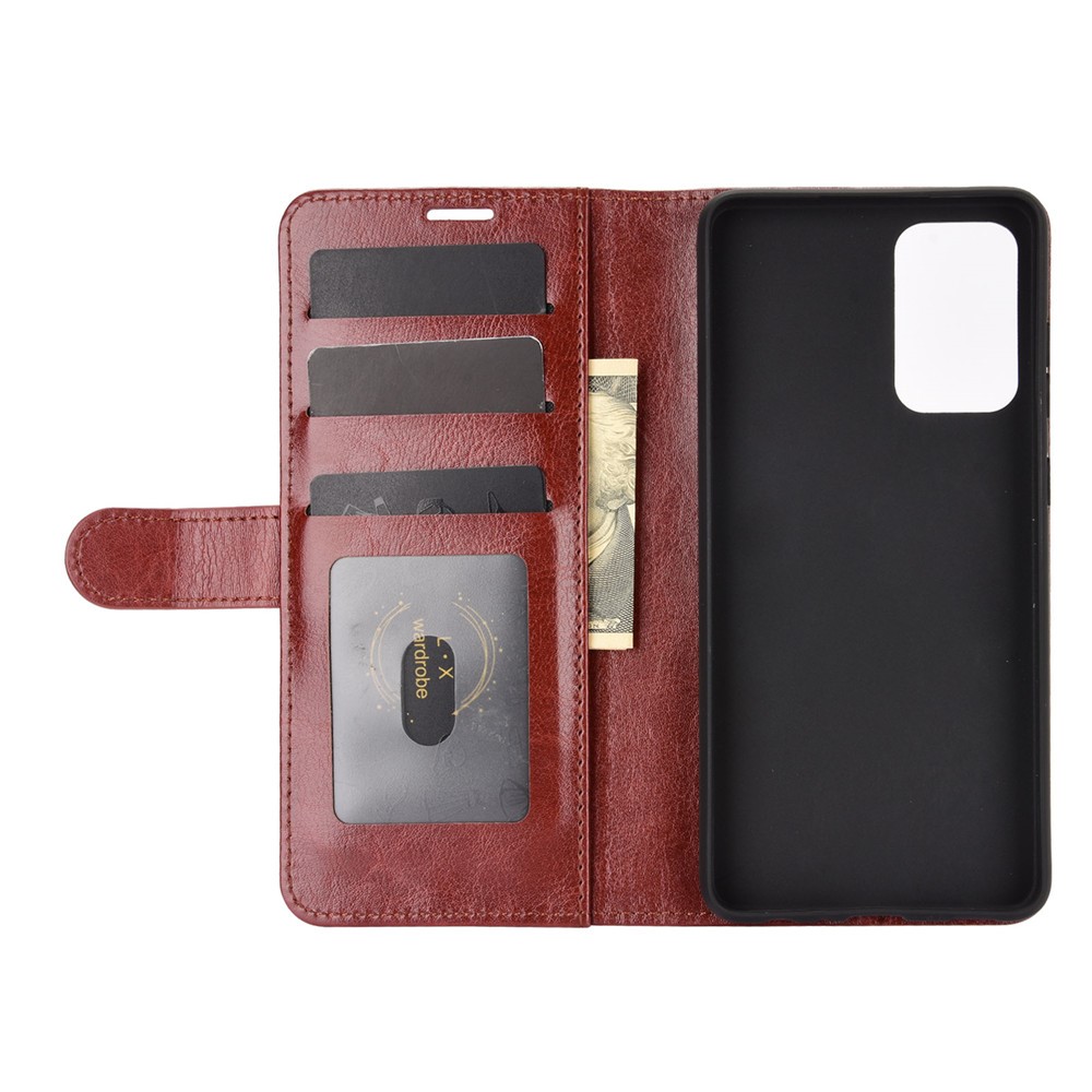 Crazy Horse Texture Leather Shell for Samsung Galaxy A72 5G Stand Wallet Case - Brown-6