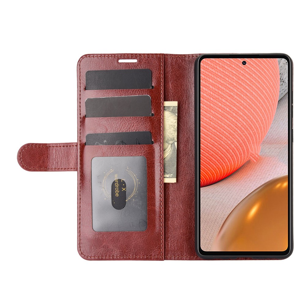 Crazy Horse Texture Leather Shell for Samsung Galaxy A72 5G Stand Wallet Case - Brown-7