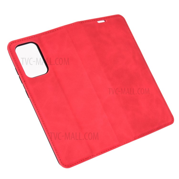 Skin-Touch Feeling Auto-absorbed Flip Phone Shell for Samsung Galaxy A72 5G Wallet Stand Design Leather Cover - Red-6