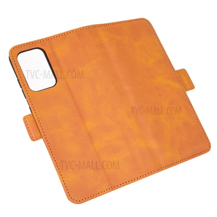 Dual Magnetic Clasp Folio Flip Leather Full Protection Cover Case for Samsung Galaxy A72 5G - Yellow-7