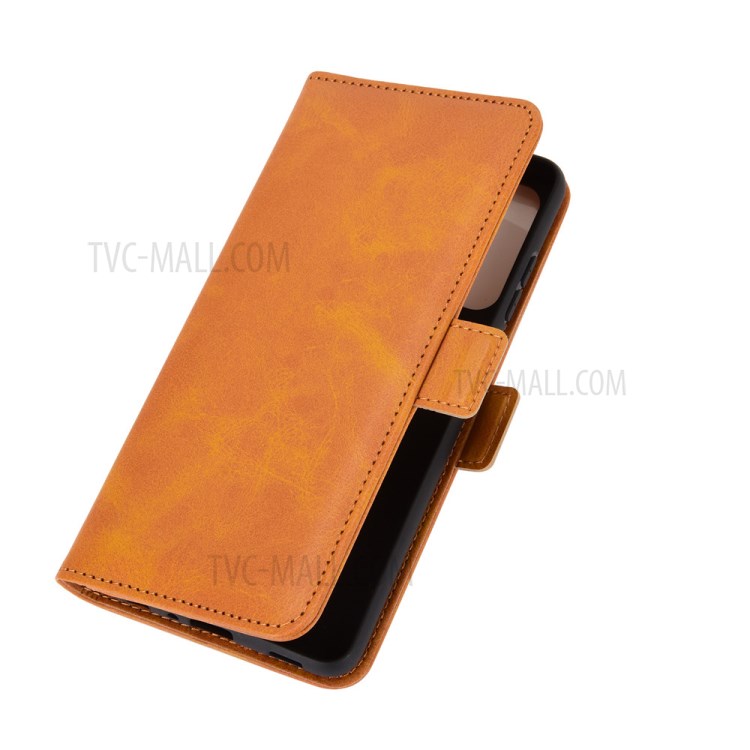 Dual Magnetic Clasp Folio Flip Leather Full Protection Cover Case for Samsung Galaxy A72 5G - Yellow-8