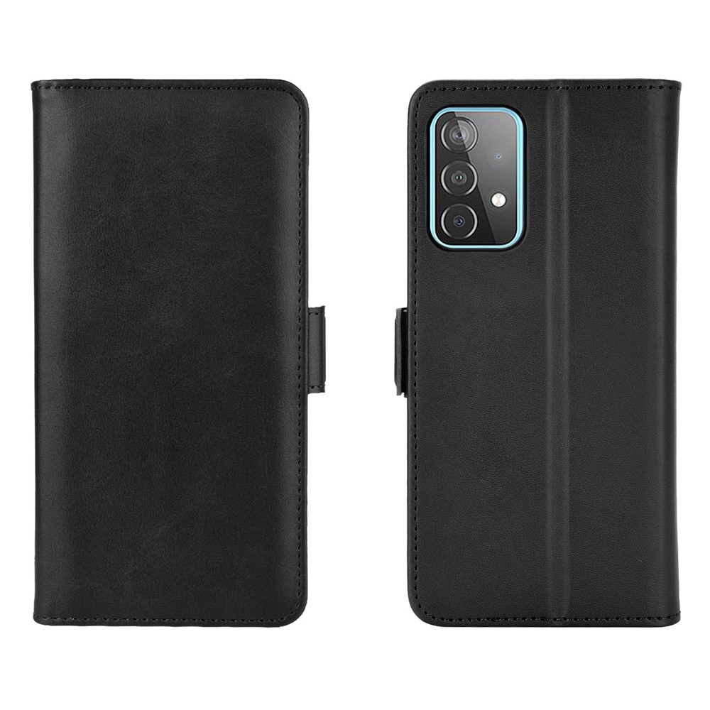 Full Protection Dual Magnetic Clasp Folio Flip Leather Cover Case for Samsung Galaxy A52 5G - Black-2