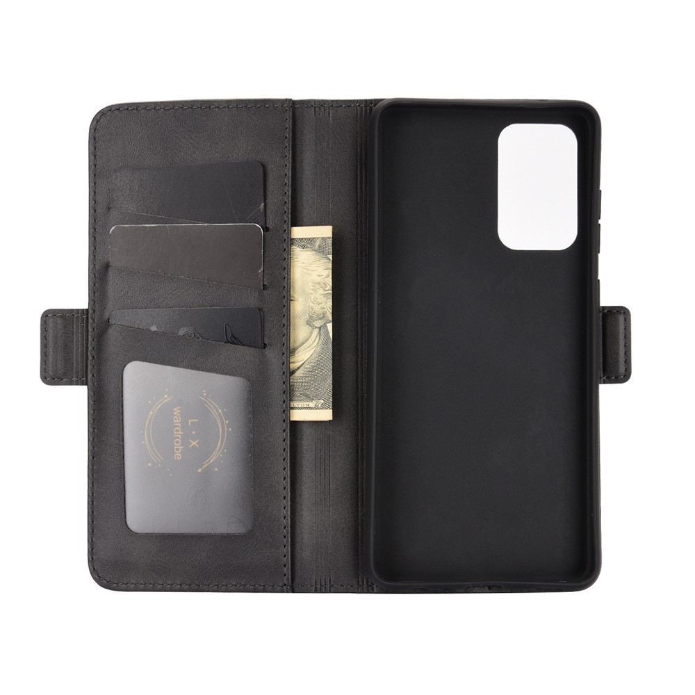 Full Protection Dual Magnetic Clasp Folio Flip Leather Cover Case for Samsung Galaxy A52 5G - Black-4