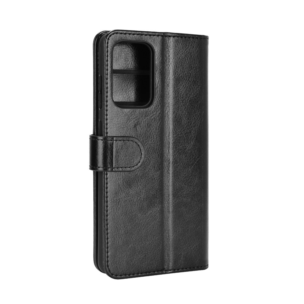 Wallet Stand Design Crazy Horse Texture Case for Samsung Galaxy A52 5G Leather Shell - Black-4