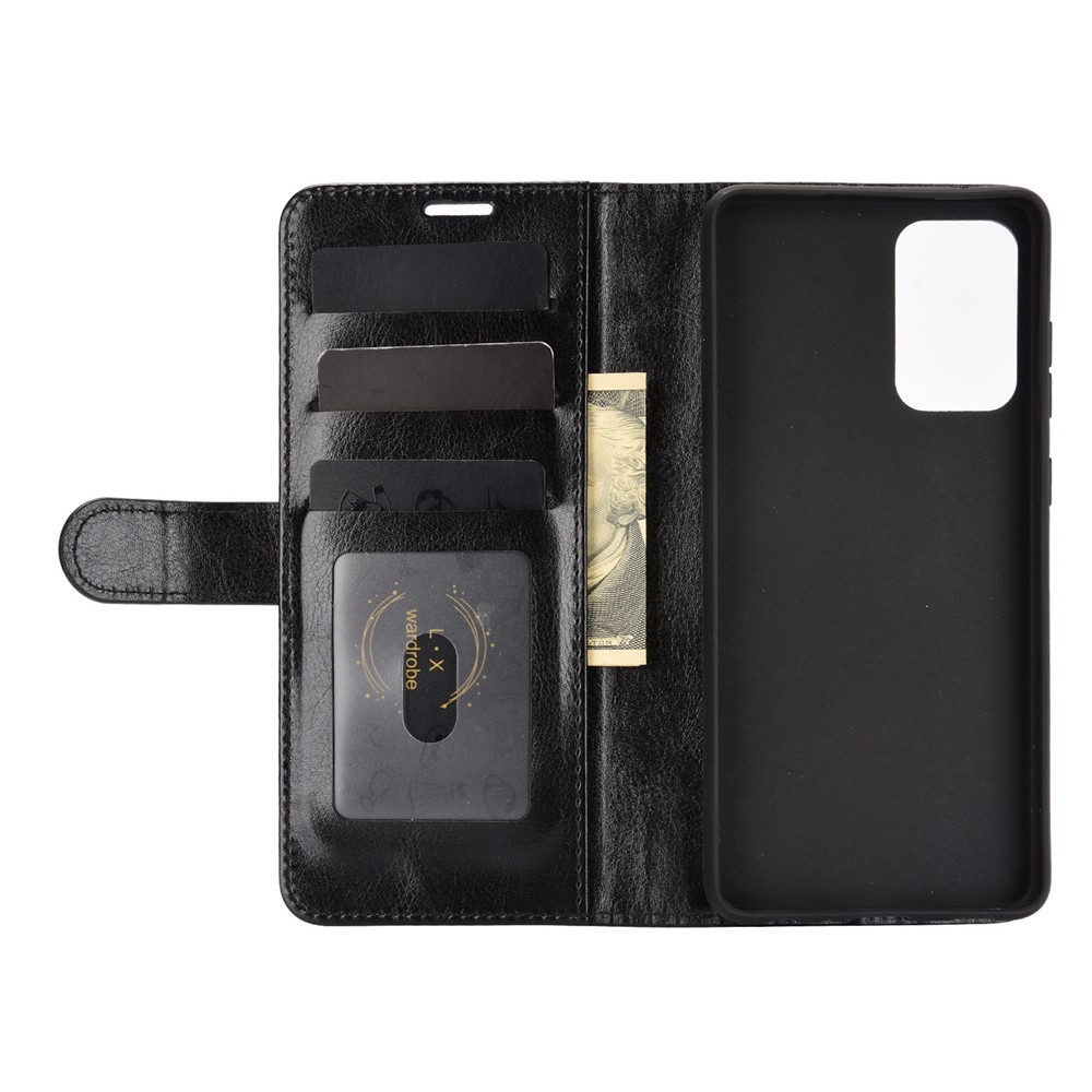 Wallet Stand Design Crazy Horse Texture Case for Samsung Galaxy A52 5G Leather Shell - Black-6
