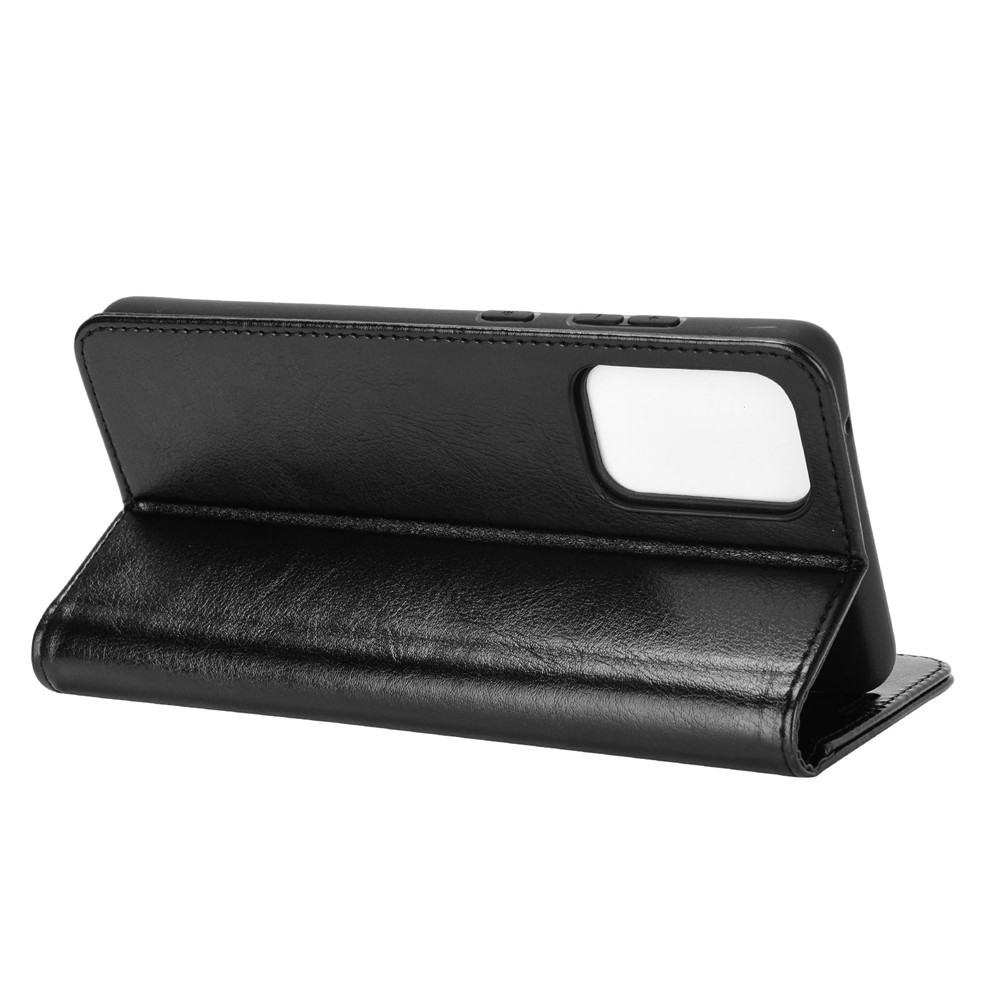 Wallet Stand Design Crazy Horse Texture Case for Samsung Galaxy A52 5G Leather Shell - Black-8