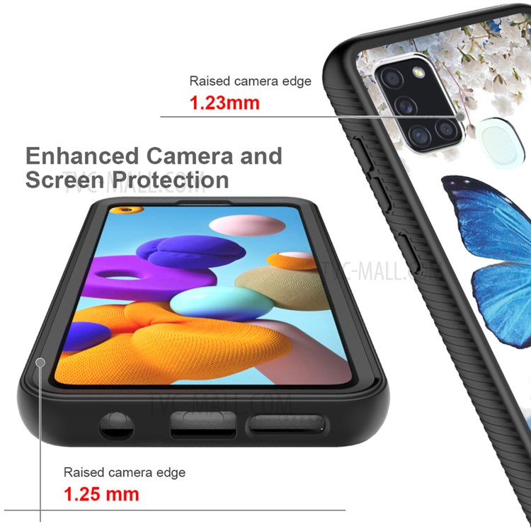 Pattern Printing Case for Samsung Galaxy A21s PET + TPU + Acrylic Protective Hybrid Shell - Blue Butterfly-6