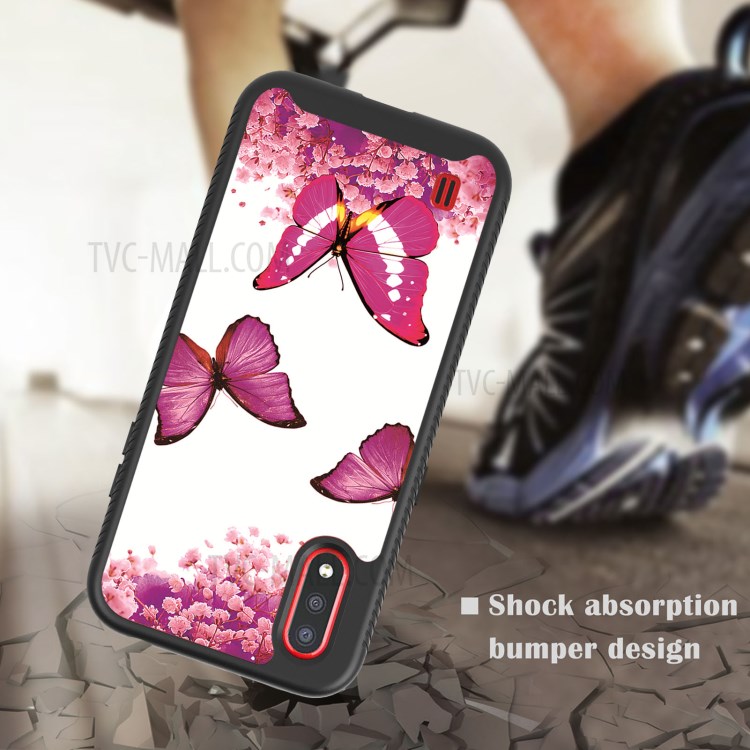 Pattern Printing Case for Samsung Galaxy A01/A015F PET + TPU + Acrylic Disassemble Cover - Rose Butterfly-2