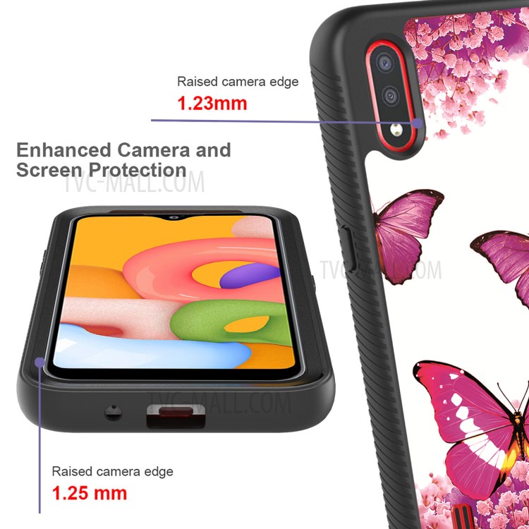 Pattern Printing Case for Samsung Galaxy A01/A015F PET + TPU + Acrylic Disassemble Cover - Rose Butterfly-4
