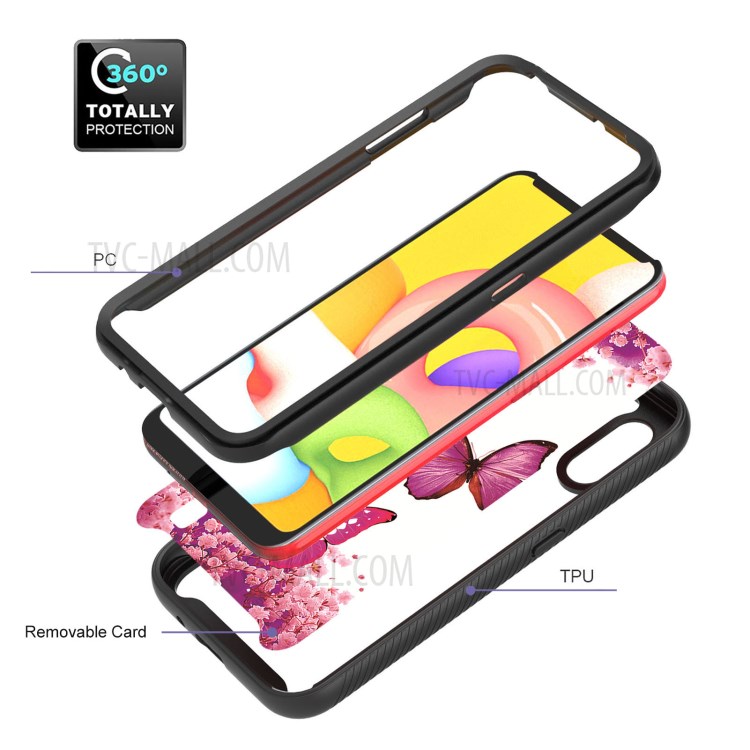 Pattern Printing Case for Samsung Galaxy A01/A015F PET + TPU + Acrylic Disassemble Cover - Rose Butterfly-6
