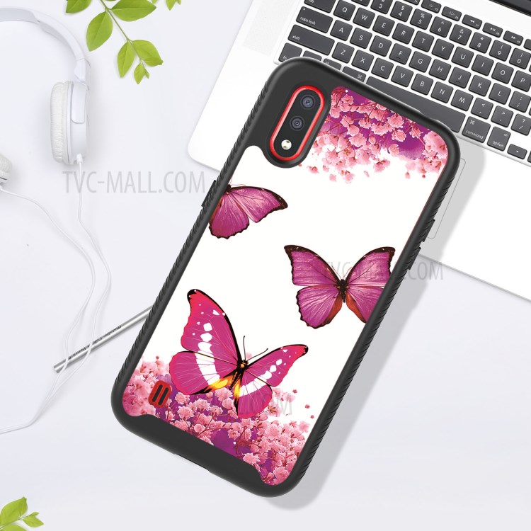 Pattern Printing Case for Samsung Galaxy A01/A015F PET + TPU + Acrylic Disassemble Cover - Rose Butterfly-7