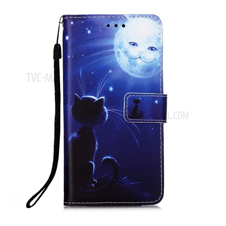 Pattern Printing Leather Wallet Stand Cover Case for Samsung Galaxy A52 5G - Cat and Sun-1