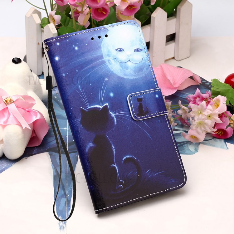 Pattern Printing Leather Wallet Stand Cover Case for Samsung Galaxy A52 5G - Cat and Sun-5