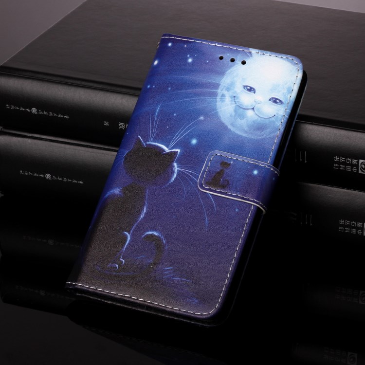 Pattern Printing Leather Wallet Stand Cover Case for Samsung Galaxy A52 5G - Cat and Sun-6