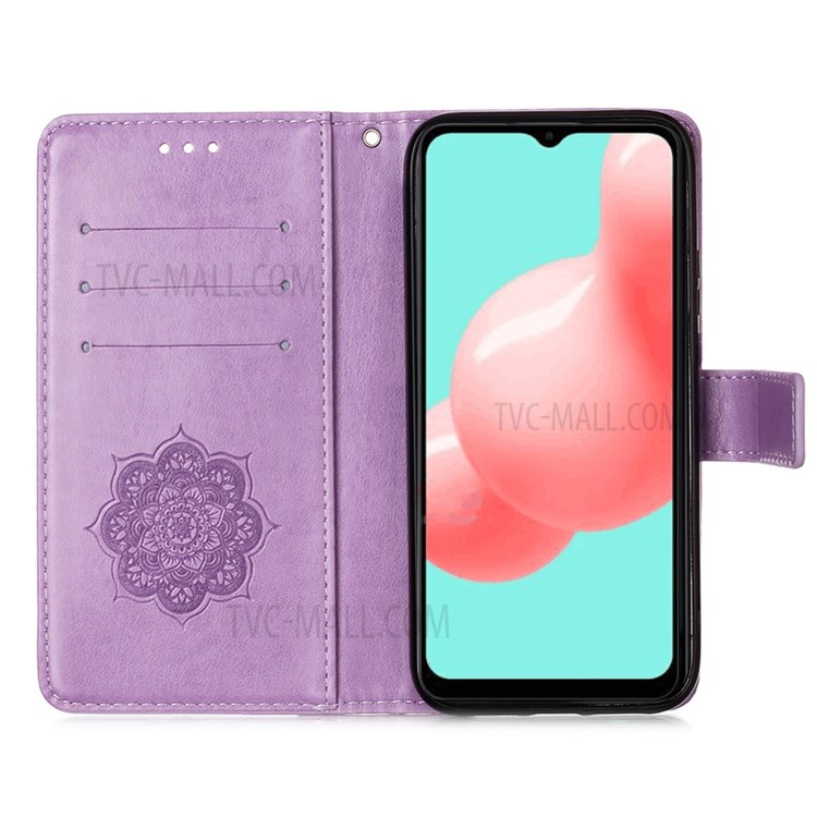Imprinted Dream Catcher Flower Magnetic Leather Stand Case for Samsung Galaxy A52 5G - Purple-3