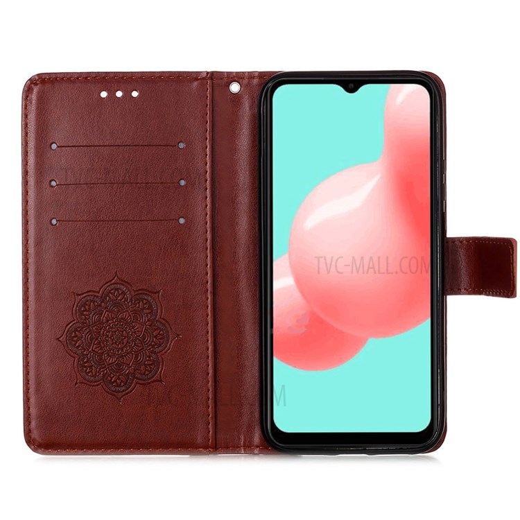 Imprinted Dream Catcher Flower Magnetic Leather Stand Case for Samsung Galaxy A52 5G - Brown-3