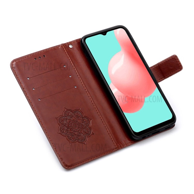 Imprinted Dream Catcher Flower Magnetic Leather Stand Case for Samsung Galaxy A52 5G - Brown-4