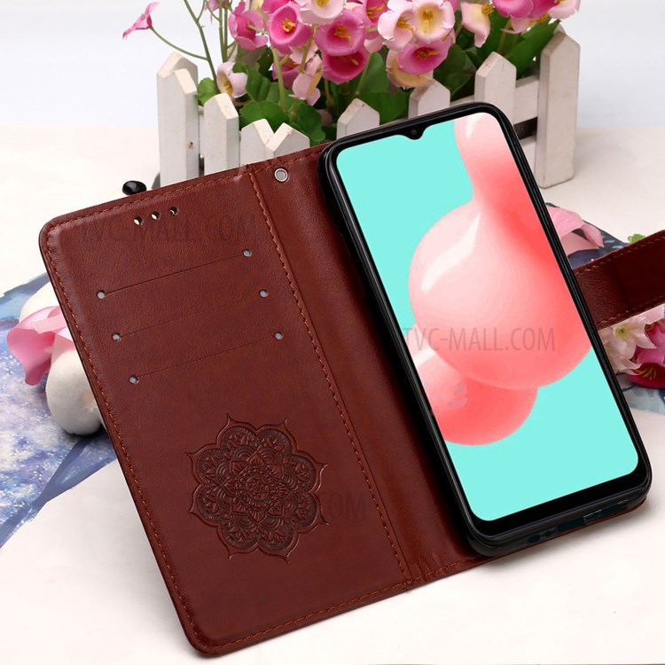 Imprinted Dream Catcher Flower Magnetic Leather Stand Case for Samsung Galaxy A52 5G - Brown-7