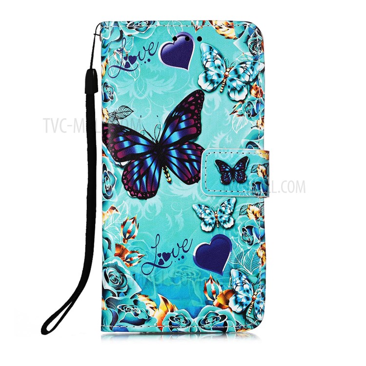 Pattern Printing Leather Wallet Stand Case for Samsung Galaxy A72 5G - Butterfly and Heart-1