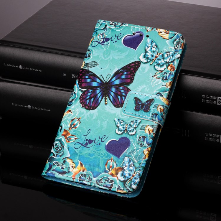 Pattern Printing Leather Wallet Stand Case for Samsung Galaxy A72 5G - Butterfly and Heart-6
