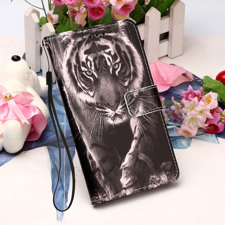 Pattern Printing Leather Wallet Stand Case for Samsung Galaxy A72 5G - Tiger-5