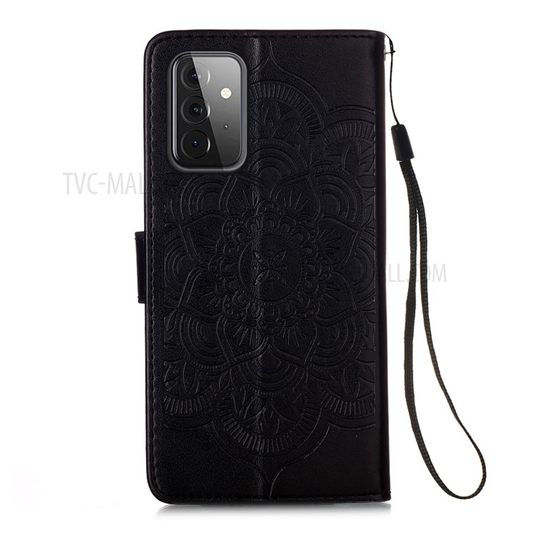 Imprinted Dream Catcher Flower Magnetic Leather Stand Case for Samsung Galaxy A72 5G - Black-2
