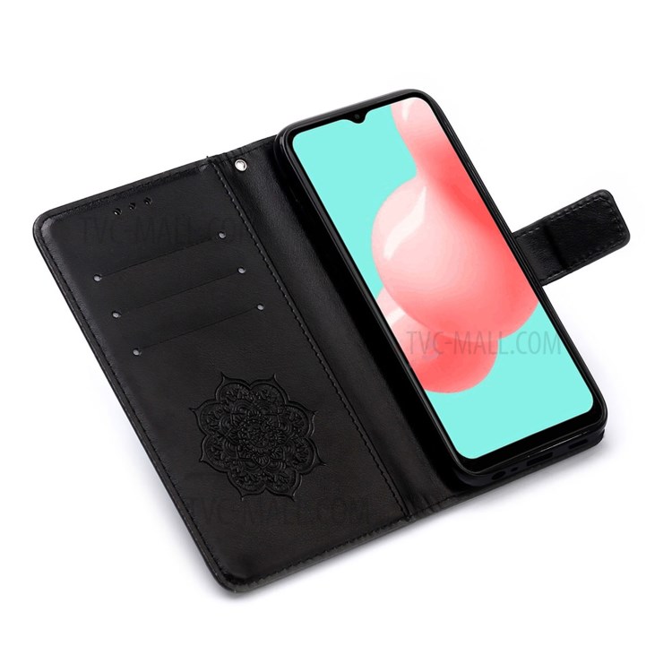 Imprinted Dream Catcher Flower Magnetic Leather Stand Case for Samsung Galaxy A72 5G - Black-4