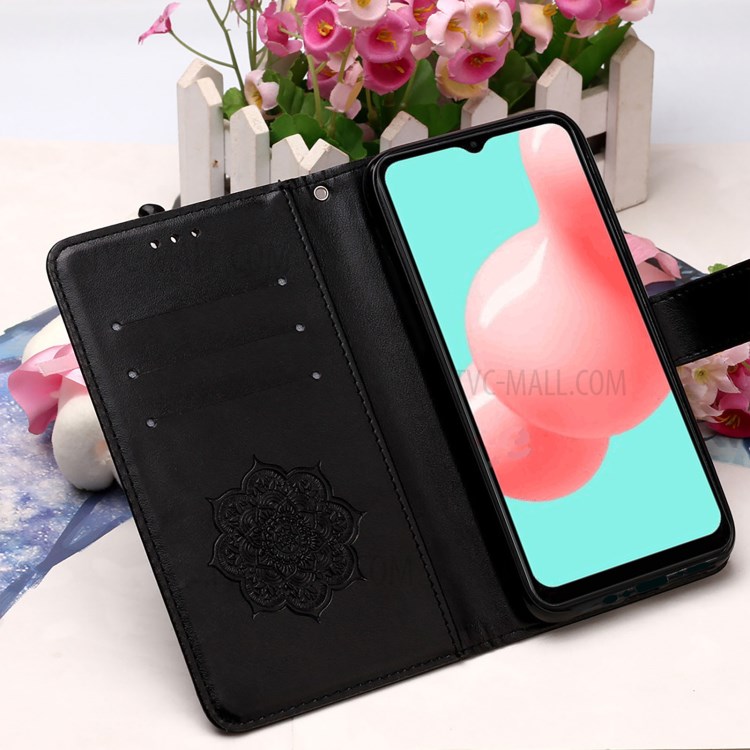 Imprinted Dream Catcher Flower Magnetic Leather Stand Case for Samsung Galaxy A72 5G - Black-7