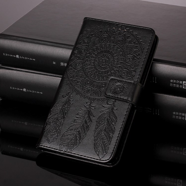 Imprinted Dream Catcher Flower Magnetic Leather Stand Case for Samsung Galaxy A72 5G - Black-8