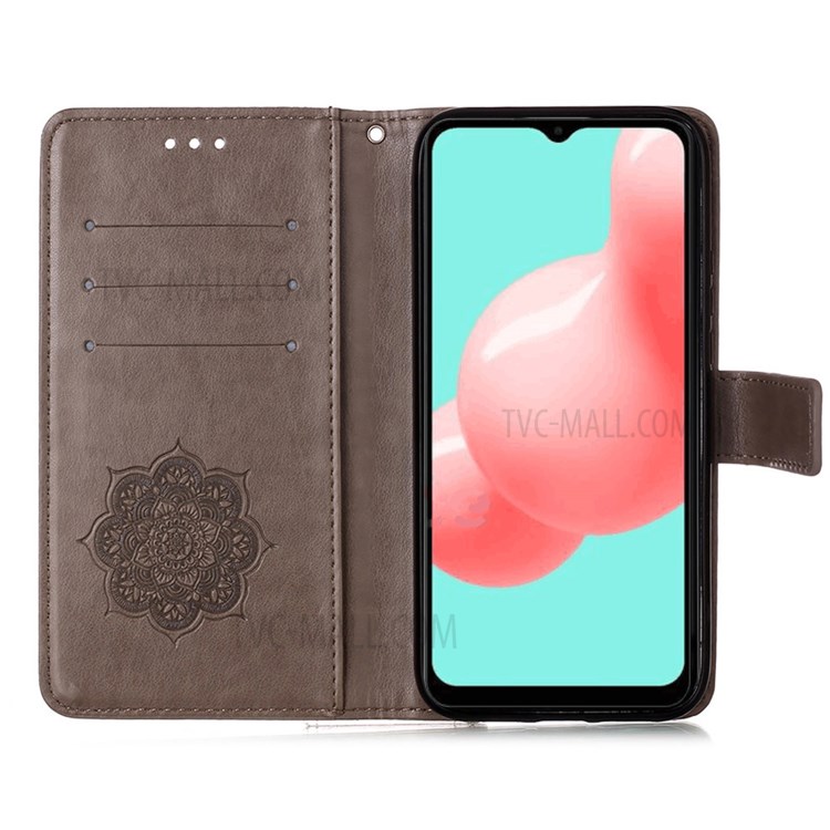 Imprinted Dream Catcher Flower Magnetic Leather Stand Case for Samsung Galaxy A72 5G - Grey-3