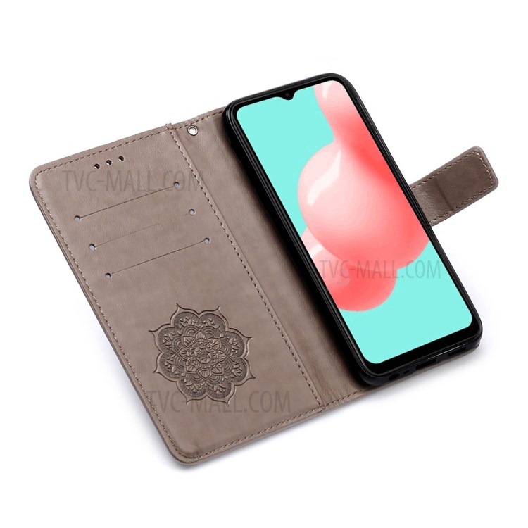 Imprinted Dream Catcher Flower Magnetic Leather Stand Case for Samsung Galaxy A72 5G - Grey-4